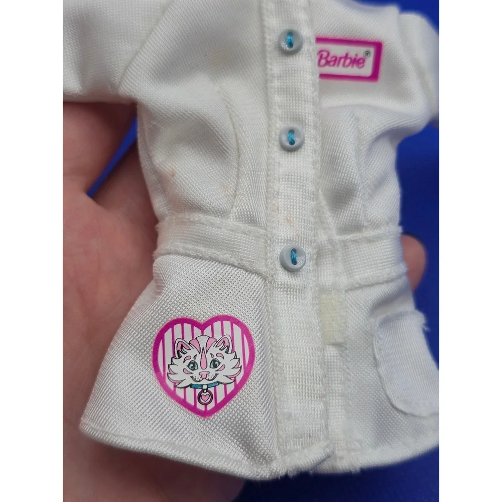 Vintage 1996 Barbie Pet Doctor White Lab Coat Veterinarian Doll Top Mattel 90s